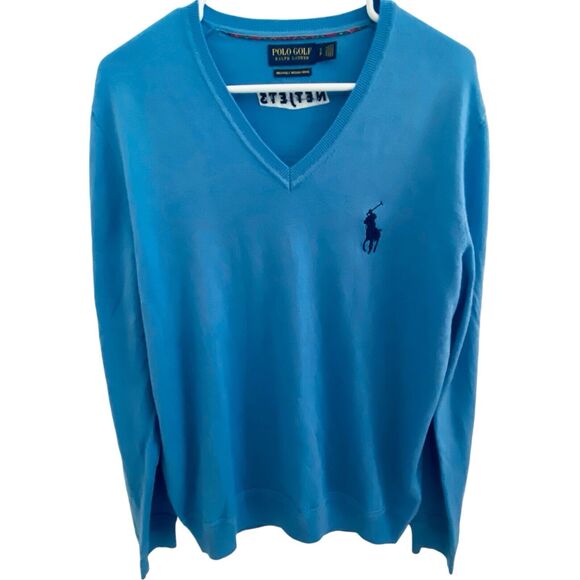 Polo Golf Ralph Lauren Sweater Mens S Washable Merino Wool V Neck Big Pony - Picture 1 of 13